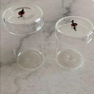 Glass storage jars set of two